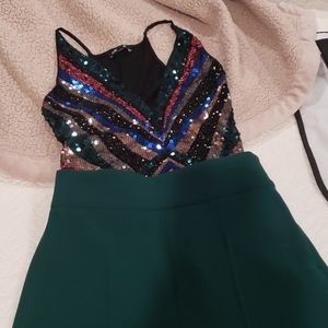 Very elegant emerald green high waist trouser